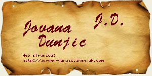 Jovana Dunjić vizit kartica